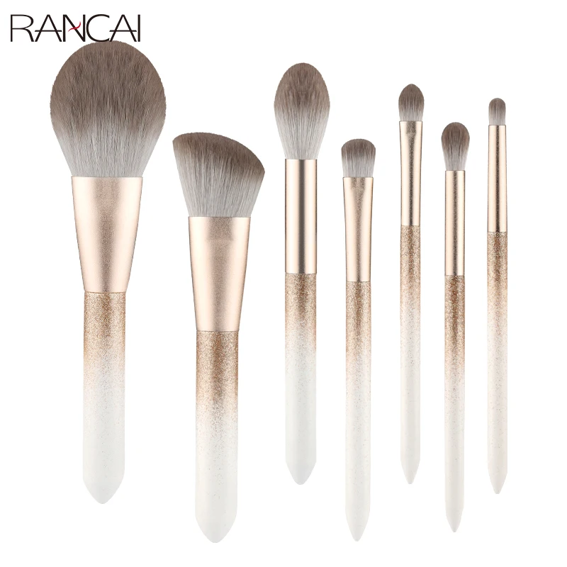 7PCS Professional Makeup Brushes Set White Classic Wooden Handle Make Up Brush Kit Blush Foundation Powder Cosmetic Tools