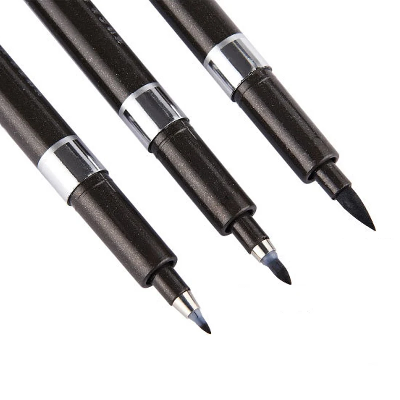 3 Pcs/Lot Baoke Calligraphy Pen Set Pigment Black Ink Small Medium Large Fiber Tip Caligraphy Set Smooth Writing School Supplies