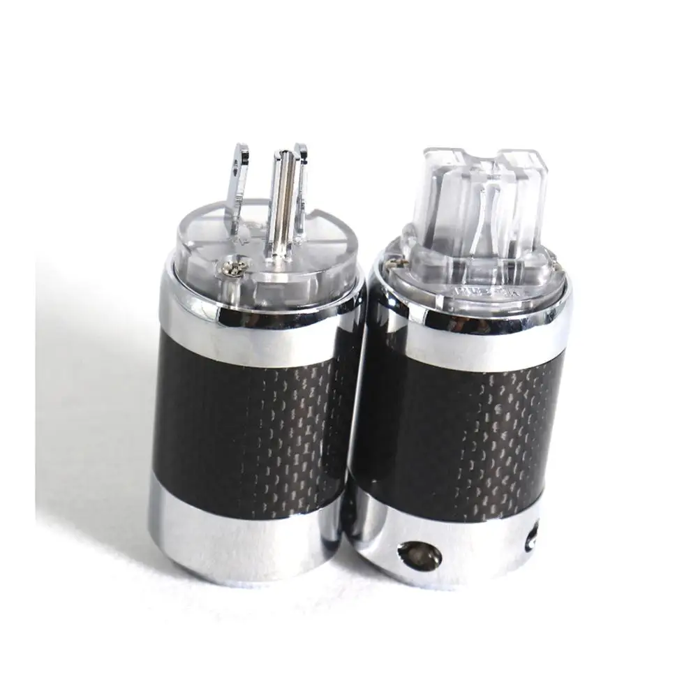Hi-End Carbon Fiber Rhodium Plated US Plug IEC Connector For DIY US AC Power Cord  Plug