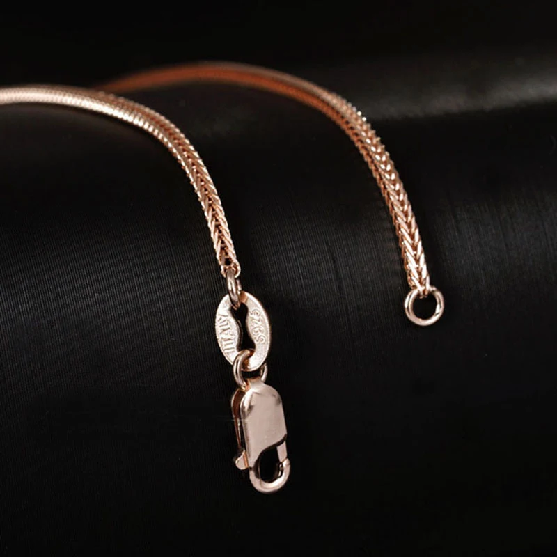 MIQIAO شوبان سلسلة 925 قلادة فضية لون الذهب الوردي للرجال النساء طويلة 40 45 50 55 60 65 70 80 سم القلائد للنساء