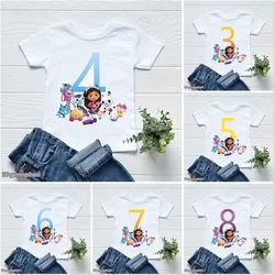 Cute Children'S Tshirts 2-12 Years Old Birthday Gift Gabbys Doll House T Shirt Girls T-Shirts Happy Birthday Party Clothing