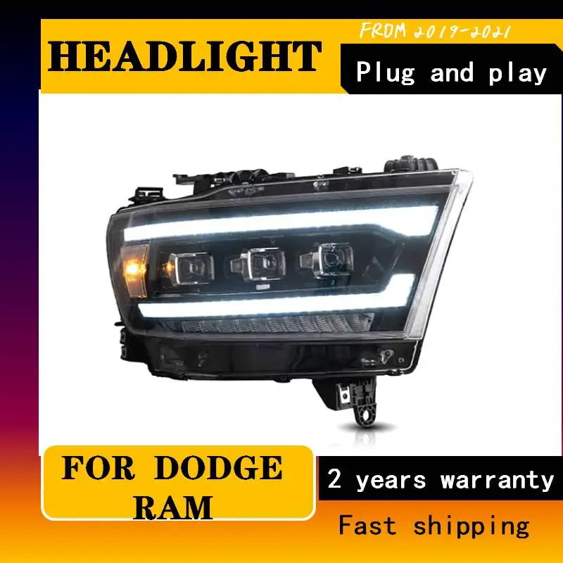 รถจัดแต่งทรงผมโคมไฟสำหรับ Dodge Ram ไฟหน้า2019-2021 Ram 1500 LED ไฟหน้า LED เลนส์แบบไดนามิกไฟเลี้ยวอุปกรณ์เสริมอัตโนมัติ