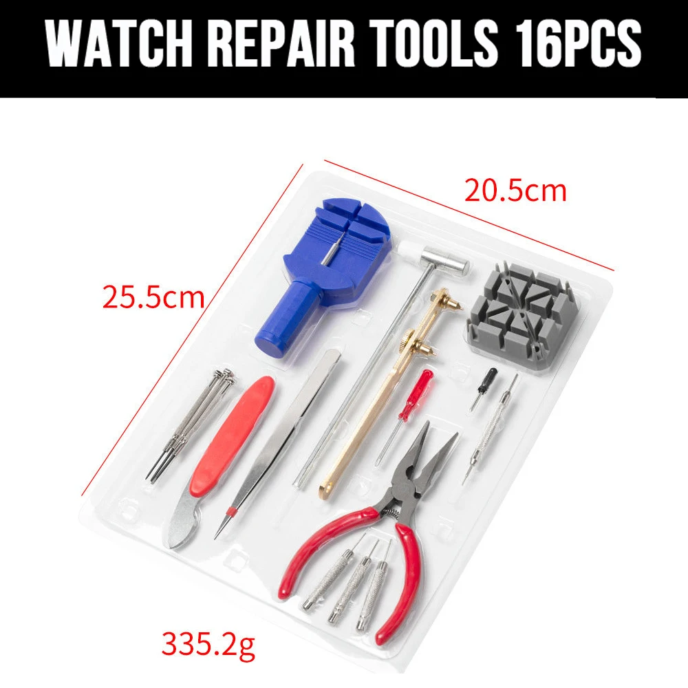 16x Watch Repair Tool Kit Band Strap Link Remover Back Opener Screwdriver