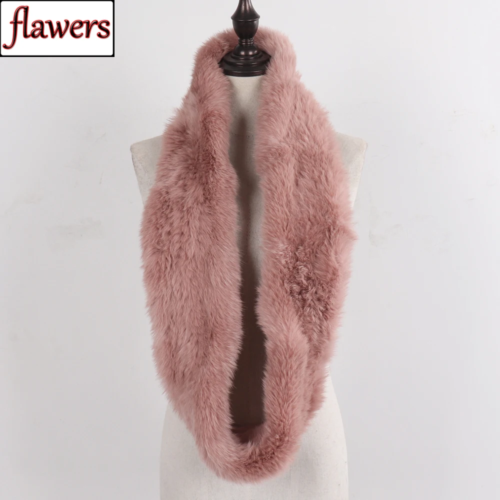 

New Russian Women Infinity Real Rabbit Fur Scarf Circle Long Real Fur scarf Shawl Winter Warm Street Fashion Genuine Fur Muffler