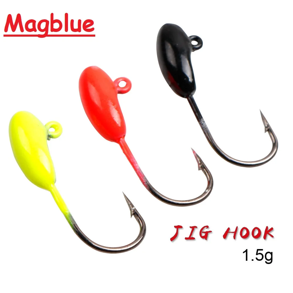 MAGBLUE 5pcs/lot Jig Head Fishing Hooks 1.5g/2.4cm Barbed Hook  Soft Lure Winter Ice Fishing Pesca  Mini Tackle Accessories tool