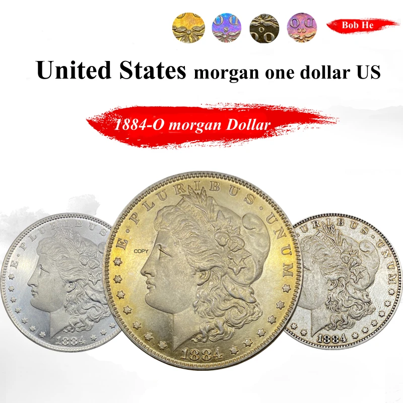 United States 1884 O Morgan One Dollar US Coin Cupronickel Plated Silver Morgan Silver Dollor Coins