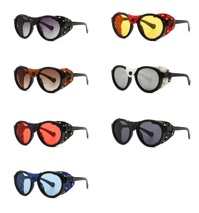 46311 Steam Punk Oval Winddicht Goggle Sonnenbrille Vintage Herren Damen Shades UV400 Vintage Brille – Detail 4