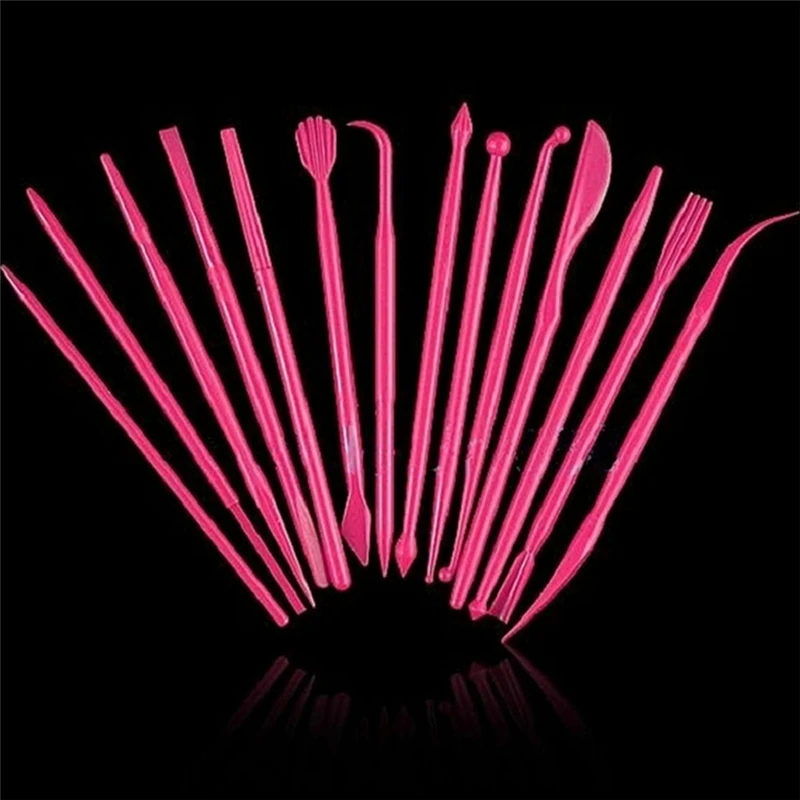 14 Pcs Plastic Sugar Turning Clay Soft Pottery Plastic Knife And Brush Brushes DIY Kit Tools Mini Sugar Turning Sculpture Tools