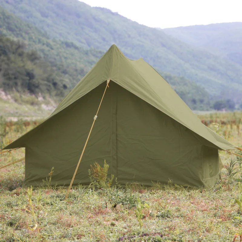 Imagem -04 - Portátil Rainproof Camping Tent Cabine de Montanhismo 210d Oxford Exército Verde Windproof Retro A-shaped Hut Tent 34 Pessoa