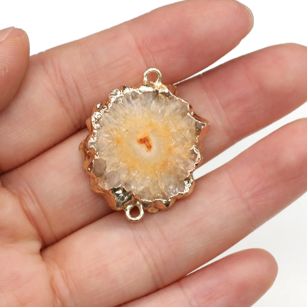 Trendy Natural Druzy Agates Stone Charms Connector Pendant Irregular Quartz Pendants for Jewelry Making DIY Necklace Bracelet