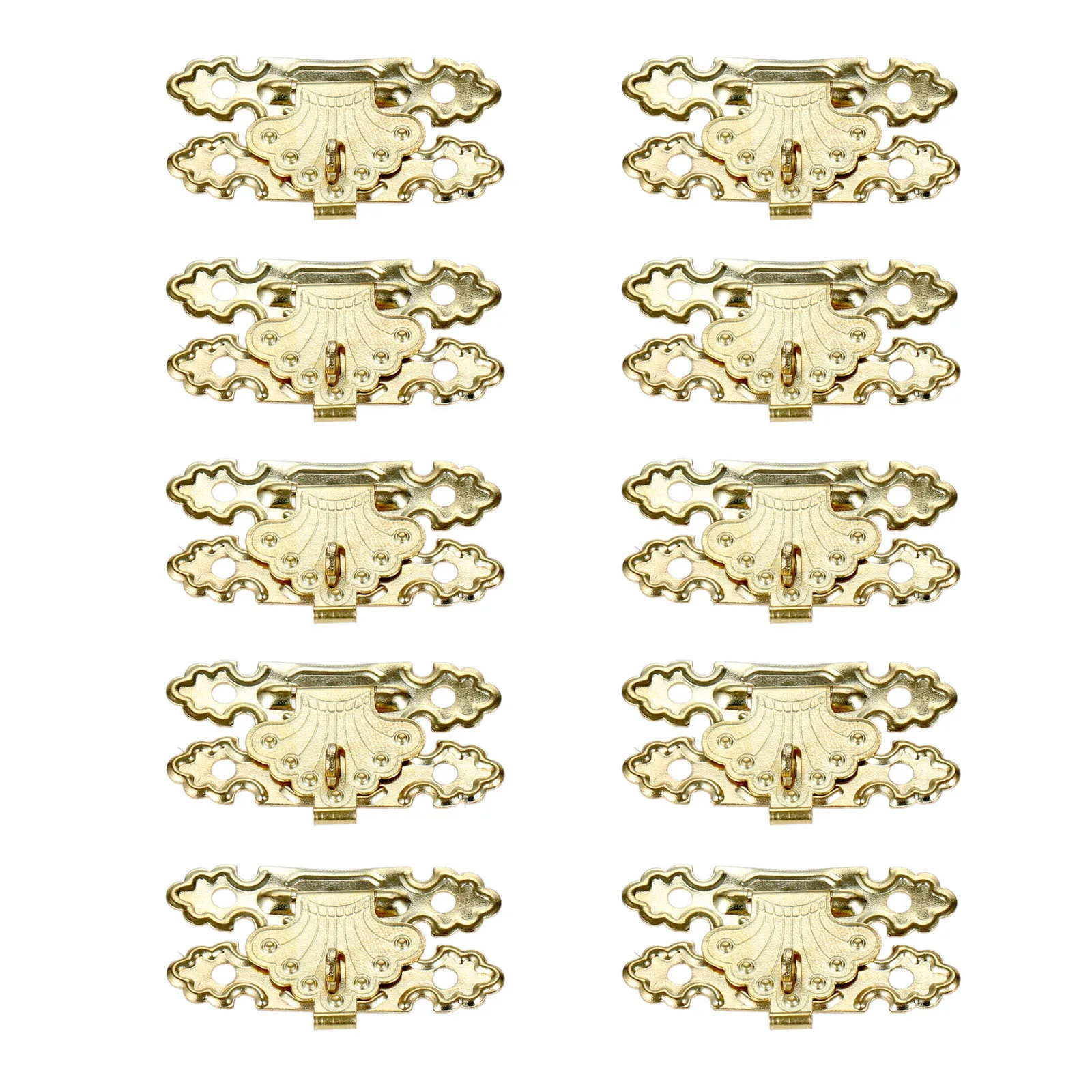 10x Durable 41*24mm Jewelry Box Padlock Hasp Locks Wooden Wine Gift Box Latch Clasps Buckle 41*24mm Gold Furniture Hardware