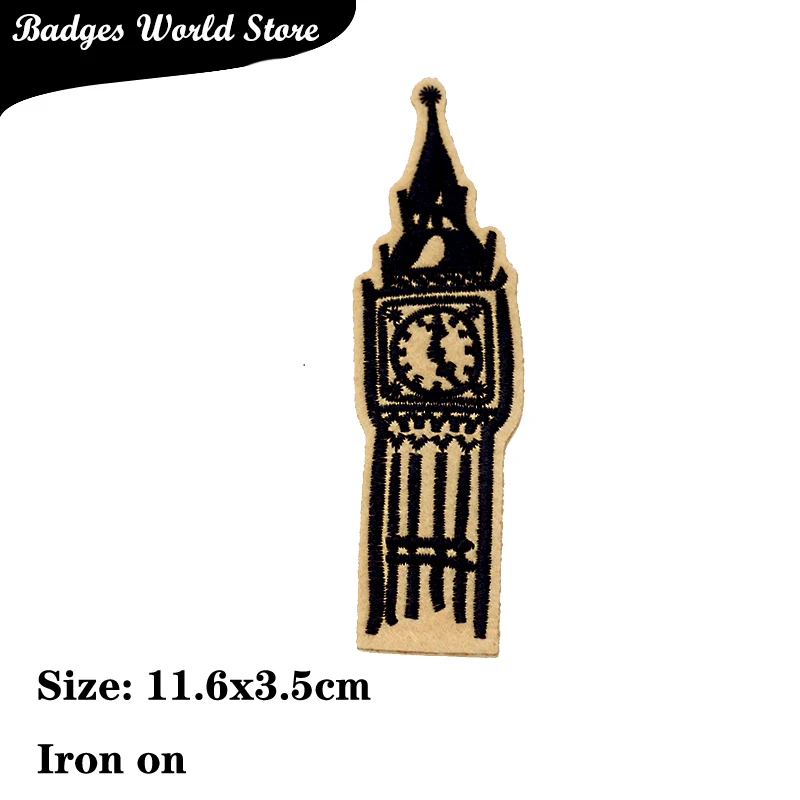 Cartoon Decorative Clock Tower Dinosaur Roller Skates Icon Embroidered Applique Patches For DIY Iron on Badges on the Backpack