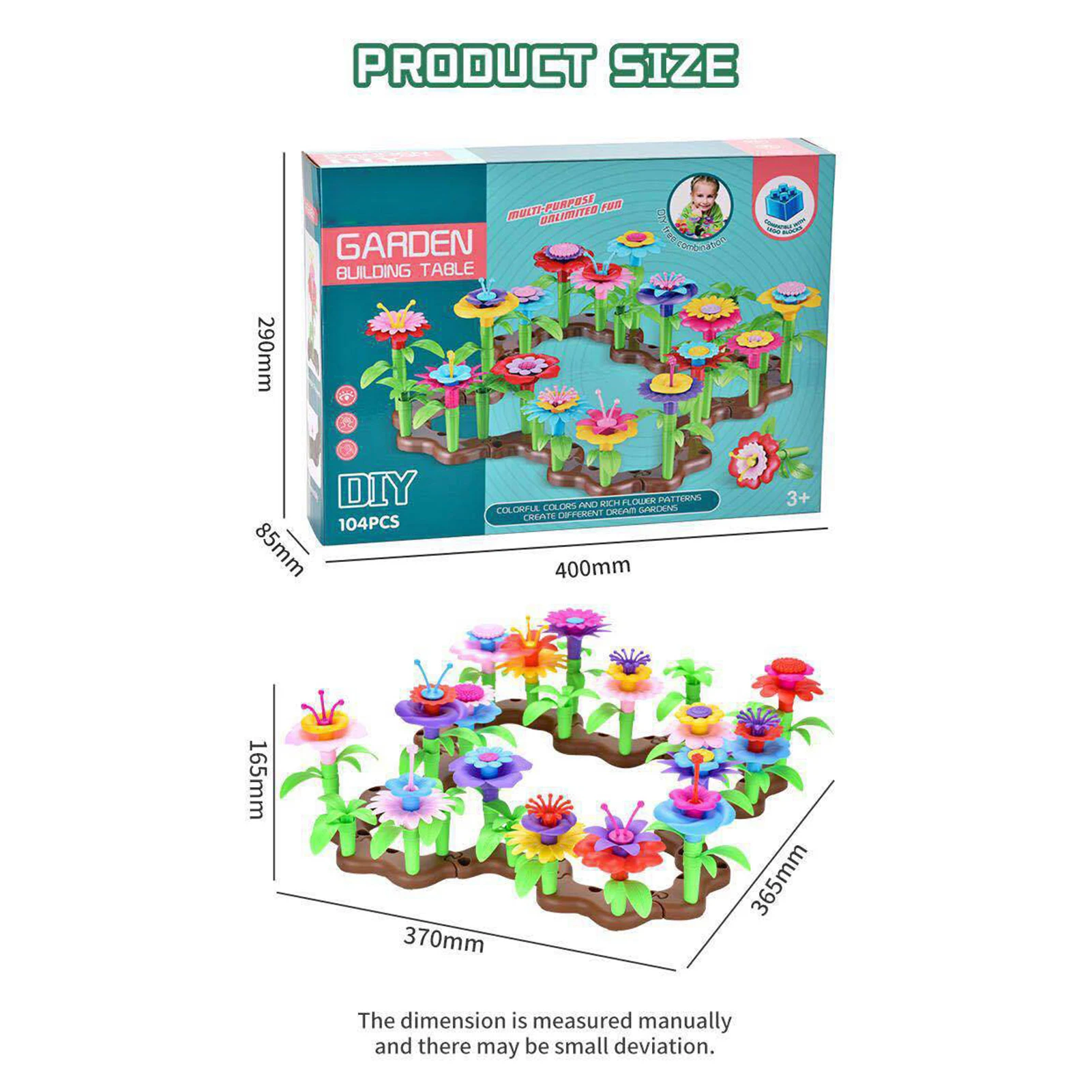 104 pçs/set jardim brinquedos de construção flor brinquedo puzzle atividade educacional conjunto de brinquedos para crianças