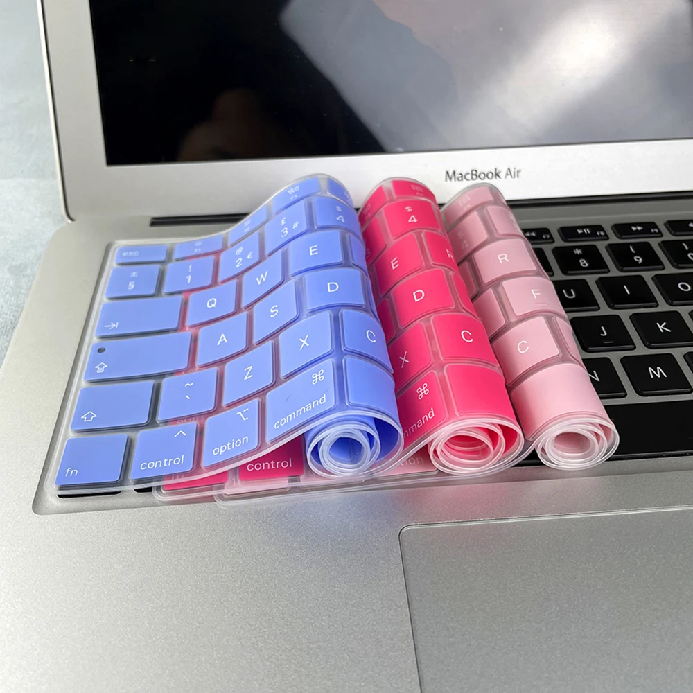 Penutup Keyboard Laptop EU US-Enter untuk Macbook Air 13 A2337 A2179 Warna Silikon Tahan Air Casing Film Pelindung Keyboard