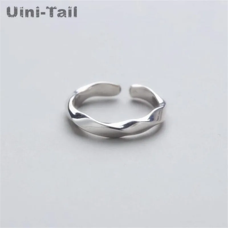 Uini-Tail 2023 new listing 925 Tibetan silver fashion personality temperament twisted wave ring simple dynamic trend ring  JZ104