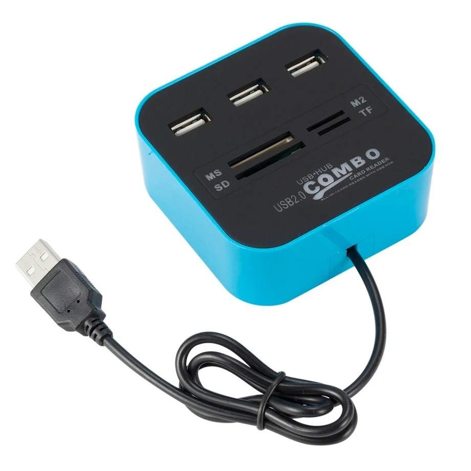 Grwibeou 3 portas usb2.0 hub combinação usb micro leitor de cartão sd/tf usb divisor hub combo tudo em um para computador portátil acessórios