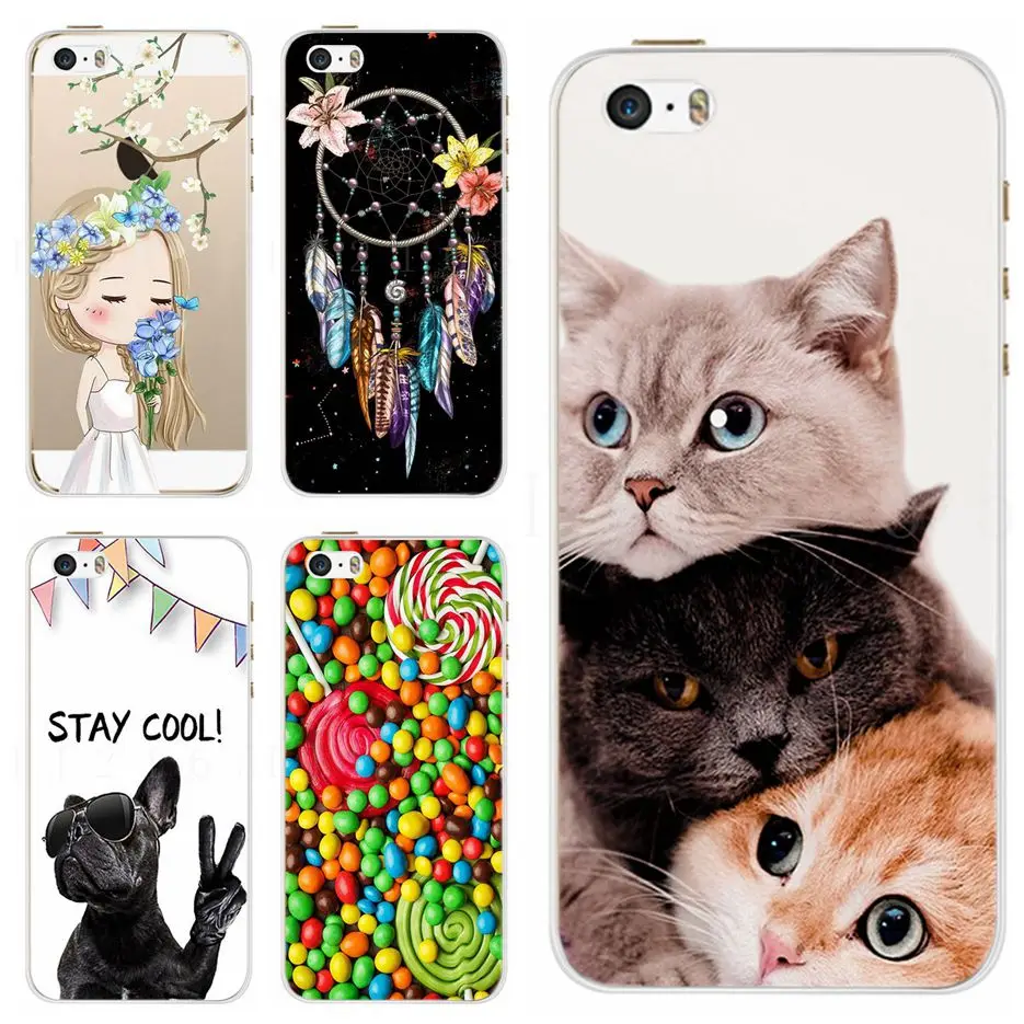 Case For iPhone 5 5S SE Case Silicone Soft TPU Cute Cartoon Pattern Protector Shell For iPhone 6 6S 5 iPhone6S Case Cover Fundas