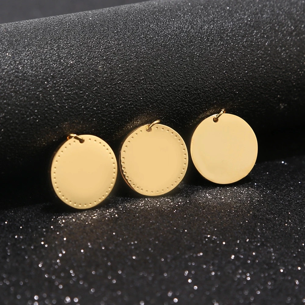 

10pcs 20mm​ Width Gold Plated Stainless Steel Round Circle Blank Stamping Tags Hole Pendants Connectors For DIY Jewelry Making