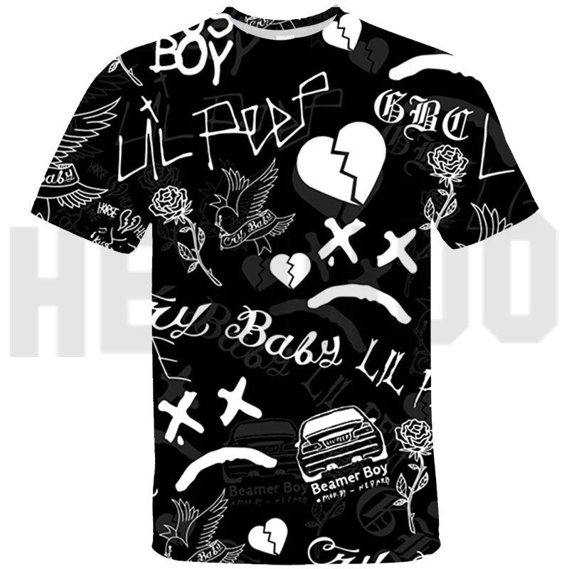 Lilpeep-男性と女性のための半袖サマーTシャツ,3Dプリントのカジュアルスタイル,男の子と女の子のための大きいサイズで利用可能