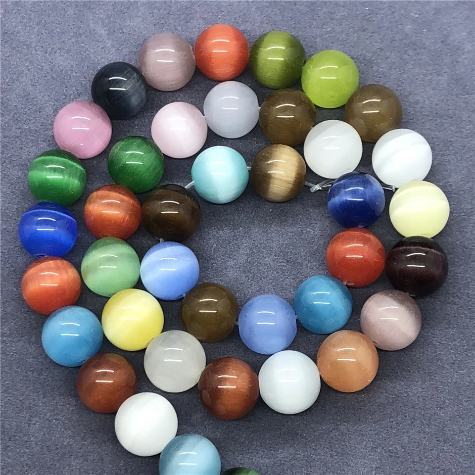 Colorful Cat Eye Beads 4-12mm Round Natural Loose Stone Bead Diy for Bracelet
