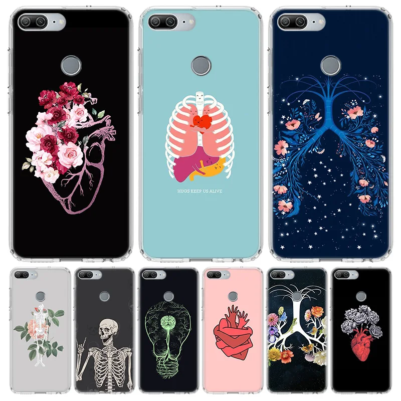 Human Organs Brain Soft Phone Case For Huawei Honor 10 Lite 9 20 8S 8X 9X Y5 Y6 Y7 Y9S P Smart Z 2019 7A 7X 8A Pro Coque Cover