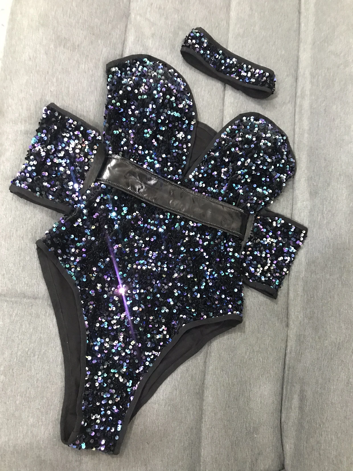 Multi Color Sequins Bodysuit Bar Nightclub Women Singer Dancer Sexy Stage Wear Team DJ Jazz Dance Gogo Performance Costume