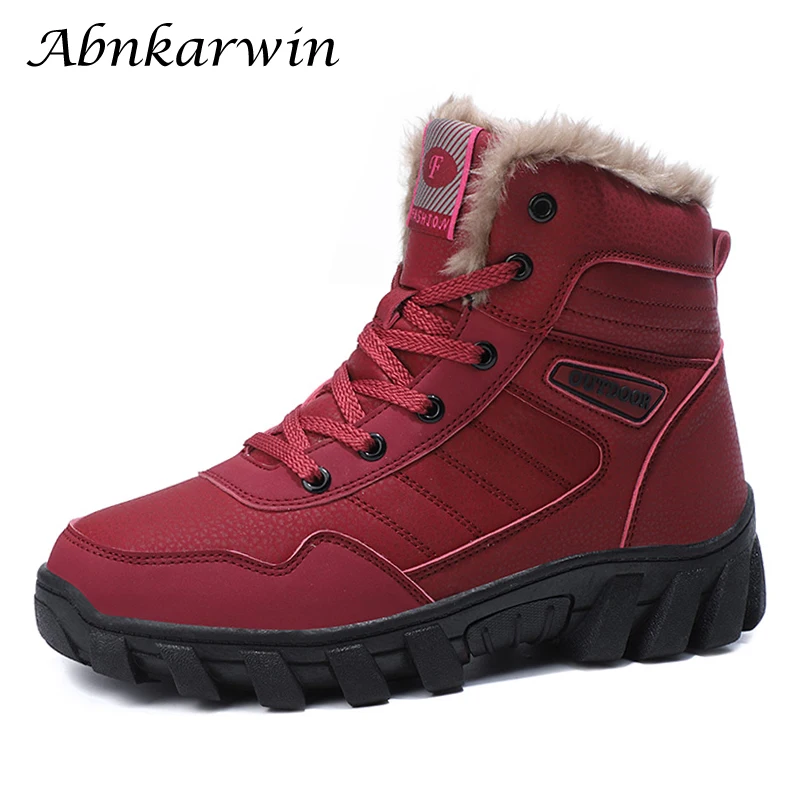 Winter Women High-Top Trekking Ankle Boots Hiking Shoes Mountain Outdoor Hike Tracking Treking Sneakers Plush Warm Shoes