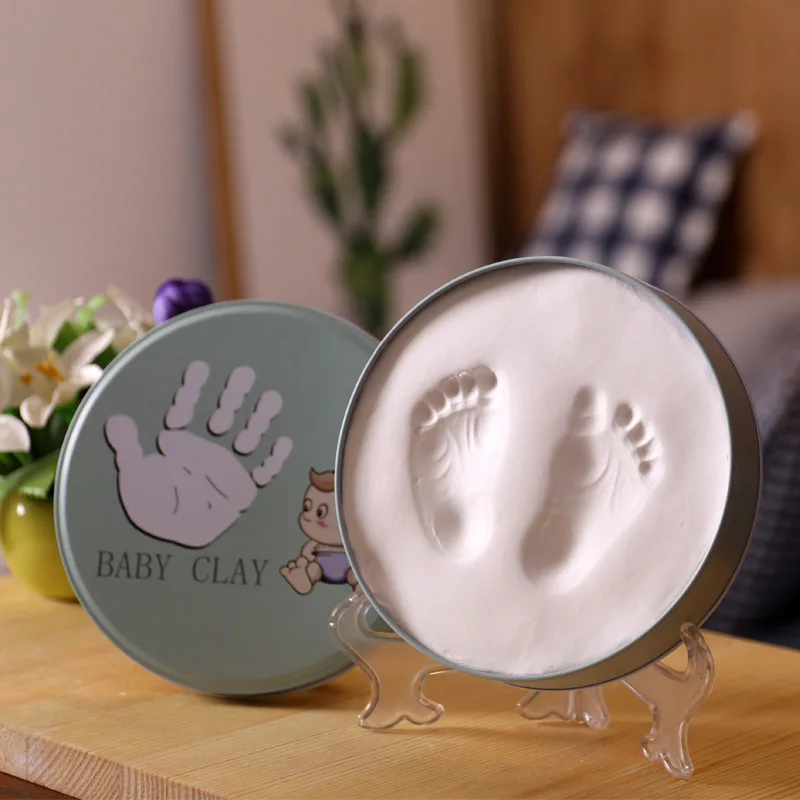 Newborn Baby Hand&Foot Print Hands Feet Baby Photo Frame DIY Handprint With Cover Fingerprint Mud Set Baby Growth Memorial Gift