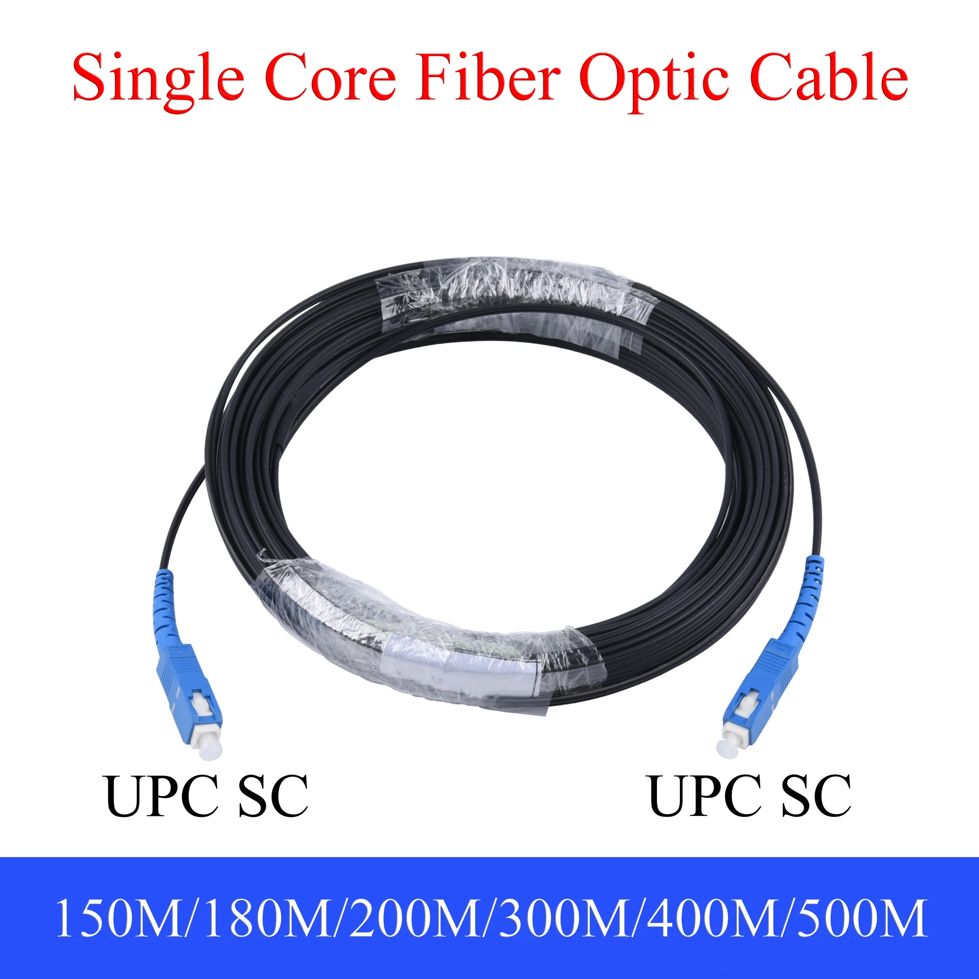 UPC SC to SC Fiber Optic Extension Cable Single-Core Single Mode Simplex Outdoor Patch Cord 100M/120M/150M/200M/250M/300M Wire