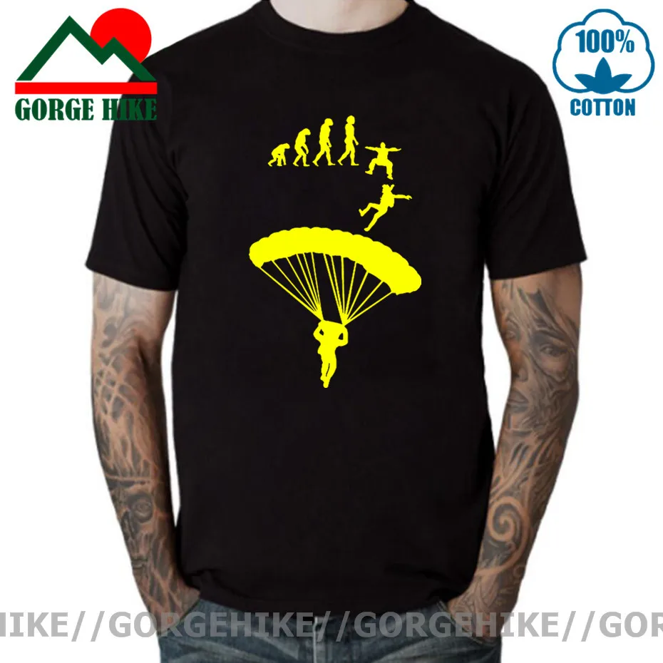 Skydiver Brand Clothing Parachuting Skydive Tee shirt Man Sky Diving tshirt Harajuku Tops Tee Go Skydiving Evolution T shirt men