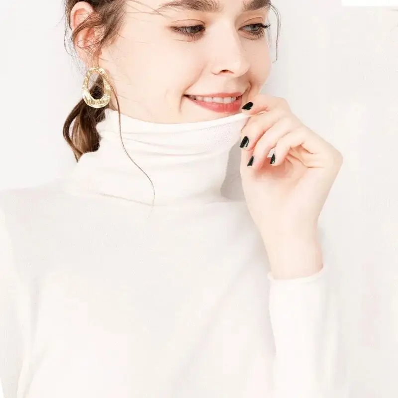 Miễn phí vận chuyển mới 100% cashmere áo len của phụ nữ thường dài tay áo sơ mi áo len bảo hiểm rủi ro dày mùa thu và mùa đông áo len người phụ nữ