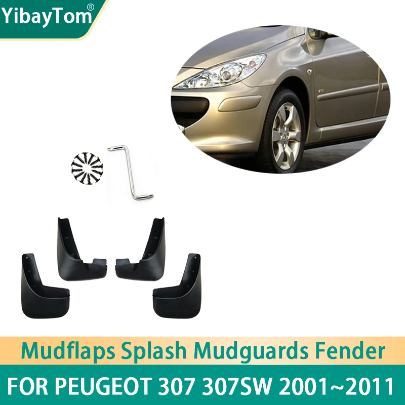 4 pcs Durable Front & Rear Mudflaps Splash Mud Guard Mud Flap Mudguards Fender For Peugeot 307 307sw 2001~2011 Accessories