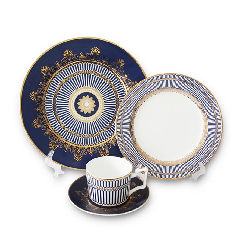 

Ceramic Cutlery Set Dinner Dish Cup And Saucer Vajilla Flat Plate Bone China Platter Porcelain Blue Tray Home Decoration 1 Pcs