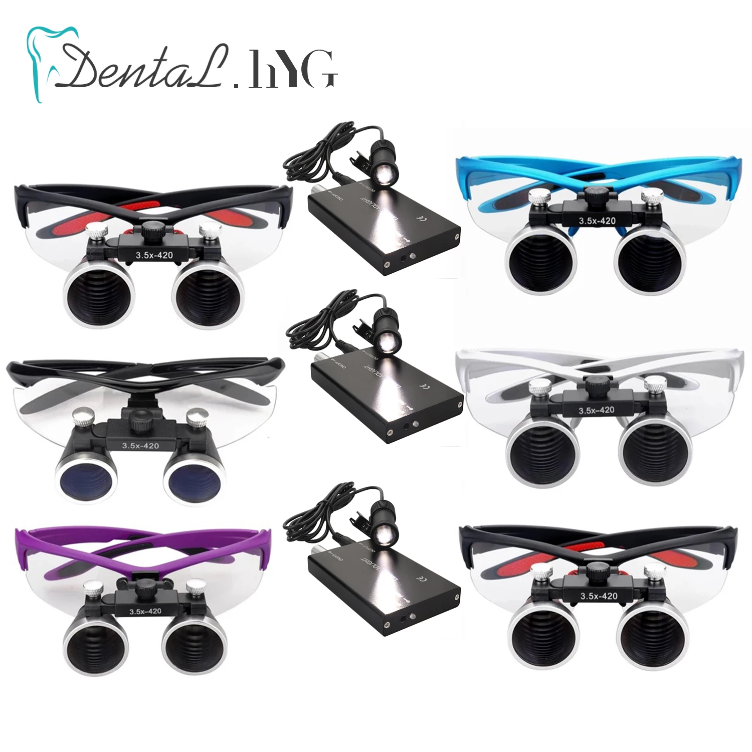 2.5X/3.5X Dental Loupes Dental Magnifier Dental Lab Medical Loupes Magnification Binocular Headlight Headlamp 5W Bulb