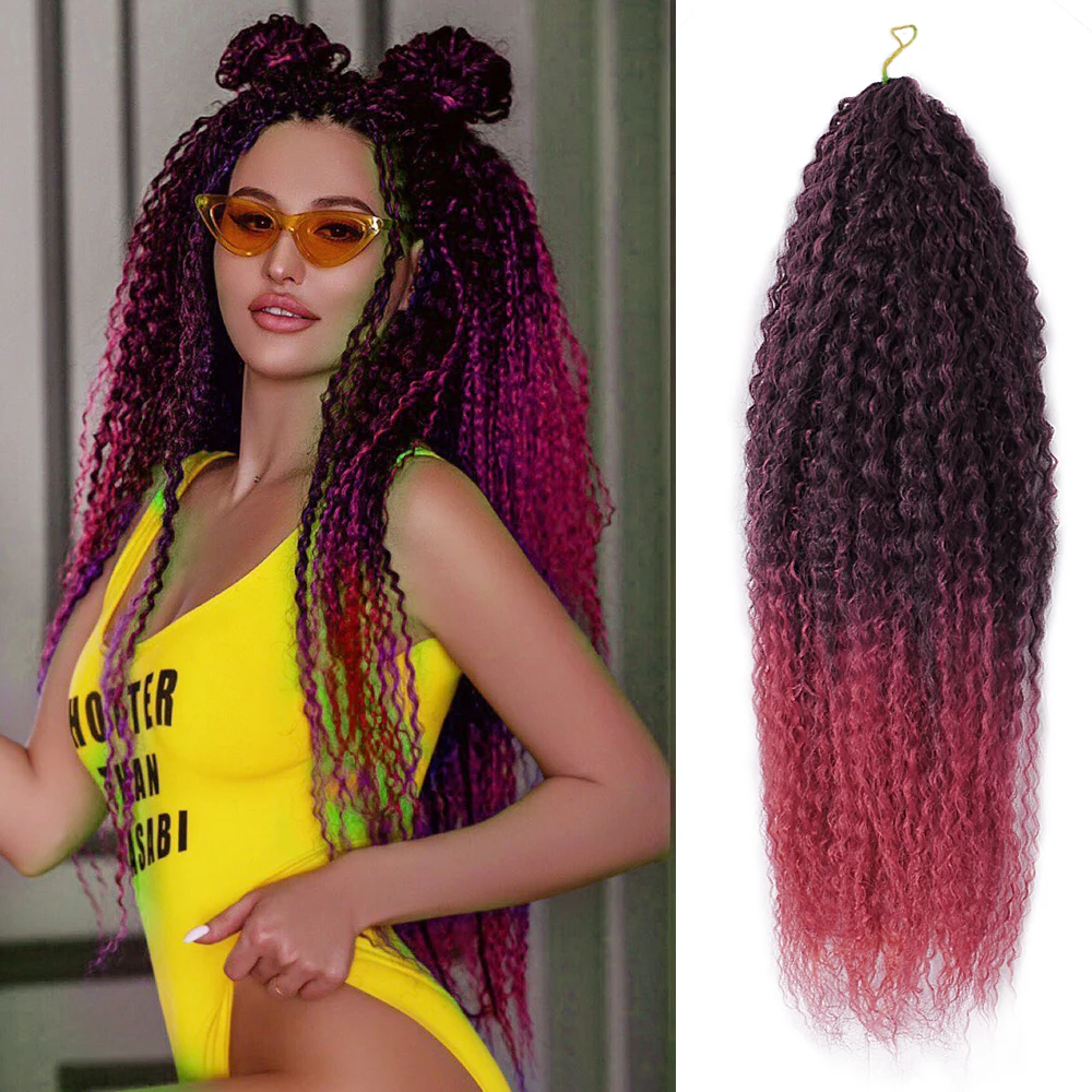 

Synthetic Crochet Hair 18"&28" Afro Curls Yaki Kinky Soft Ombre Crochet Braiding Hair Extensions Marly Hair for Black Women