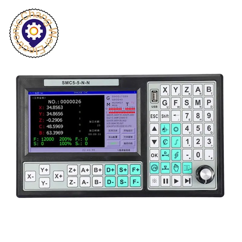 CNC Controller Mach3 Router 5-axis kit 1pcs Offline SMC5-5-N-N+5pcs motor drives 2DM542+5pcs stepper motors 57J1876-447