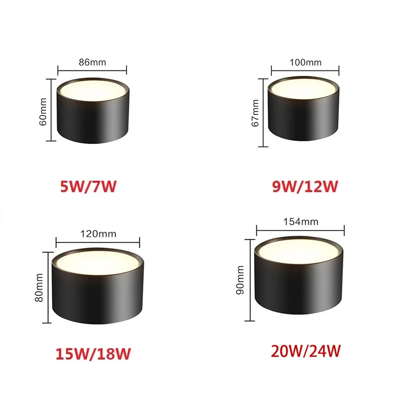 Montowane na powierzchni 5W 7W 9W 12W 15W 18W 20W 24W LED typu downlight lampy sufitowe led lampy punktowe oprawy sufitowe oświetlenie światło