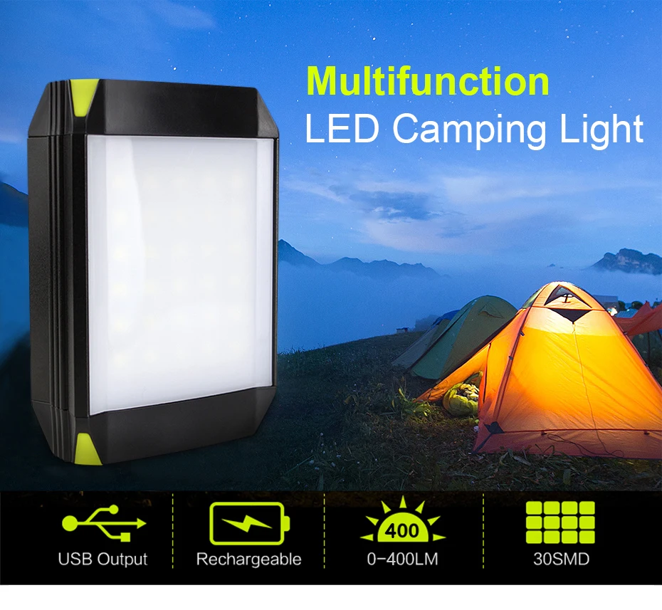 Luz LED de trabajo para tienda de campaña, reflector portátil con carga USB, impermeable, 6000mAh, para senderismo y Camping