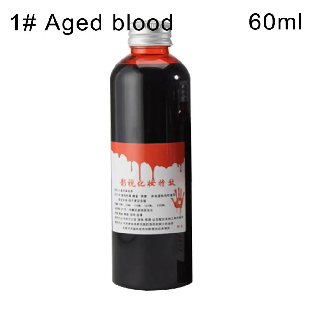 30/60/100/120ml Fake Blood Liquid Bottle Stage Prank Theatrical Human Vampires Human Teeth Hematopoietic Halloween Cosplay Props