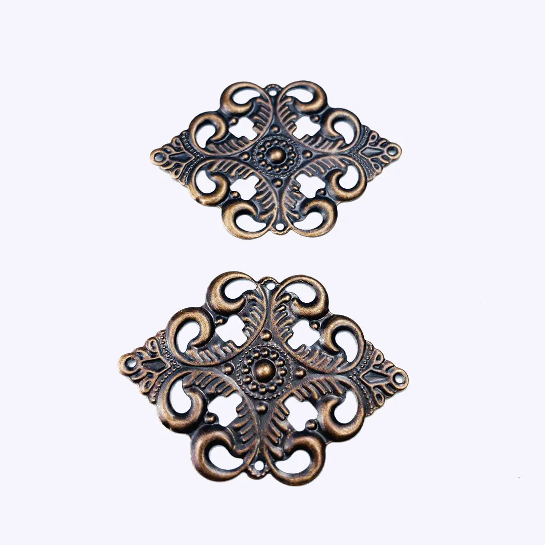 20pcs 30x42mm  Filigree  flower  Wraps Metal Charms For Embellishment Scrapbook  DIY Jewelry Metal Craft  Cosplay accessories