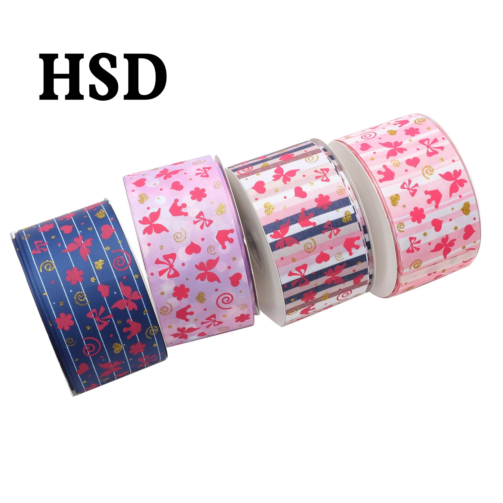 

HSDRibbon 75mm 3inch hsd-design custom butterfly hologram Pattern on Grosgrain Ribbon