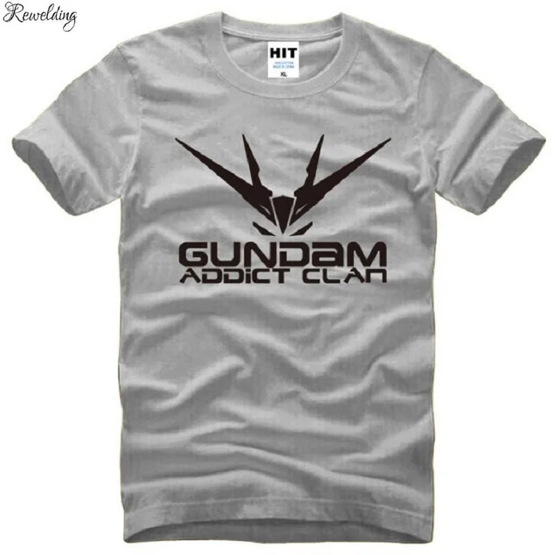 New Summer Style Gundam Addict Clan Printed T Shirts Men Short Sleeve Cotton O-Neck Anime Gundam Men\'s T-shirt Cartoon Tee Shirt