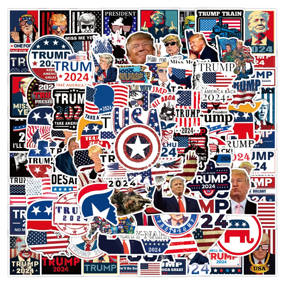 10/30/50/100PCS Cool Trump 2024 adesivi impermeabili Skateboard moto Laptop chitarra telefono auto Graffiti decalcomania Kid Sticker Toy