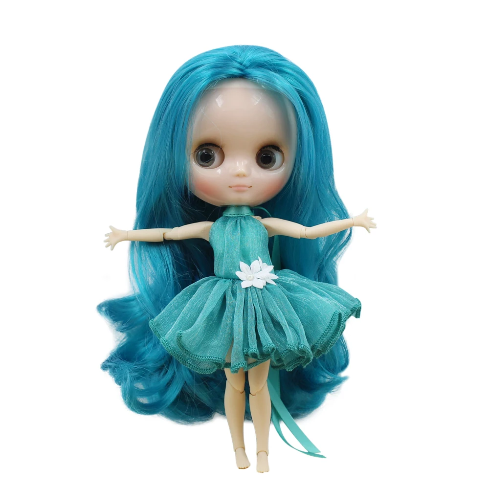 ICY Nude Factory Middie Blyth doll Cyan hair without bangs Transparent skin Neo BJD No.4302