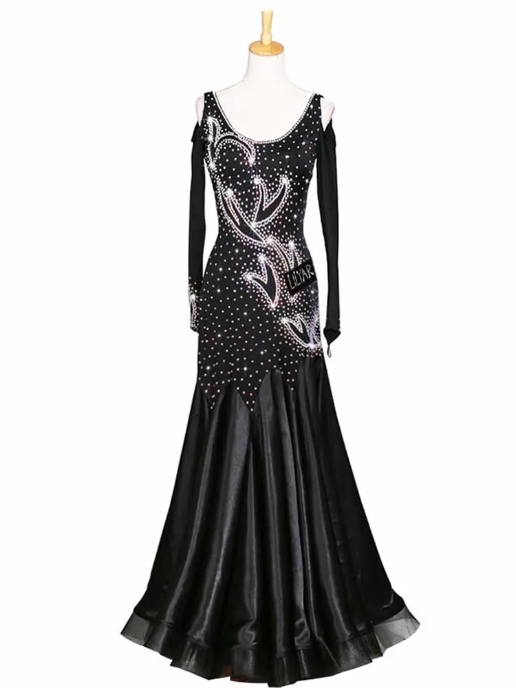 Ballroom Dance Standard Skirt Competition  Costumes Performing Dress Customize Adult Children Sparkly Rhinestones  NE