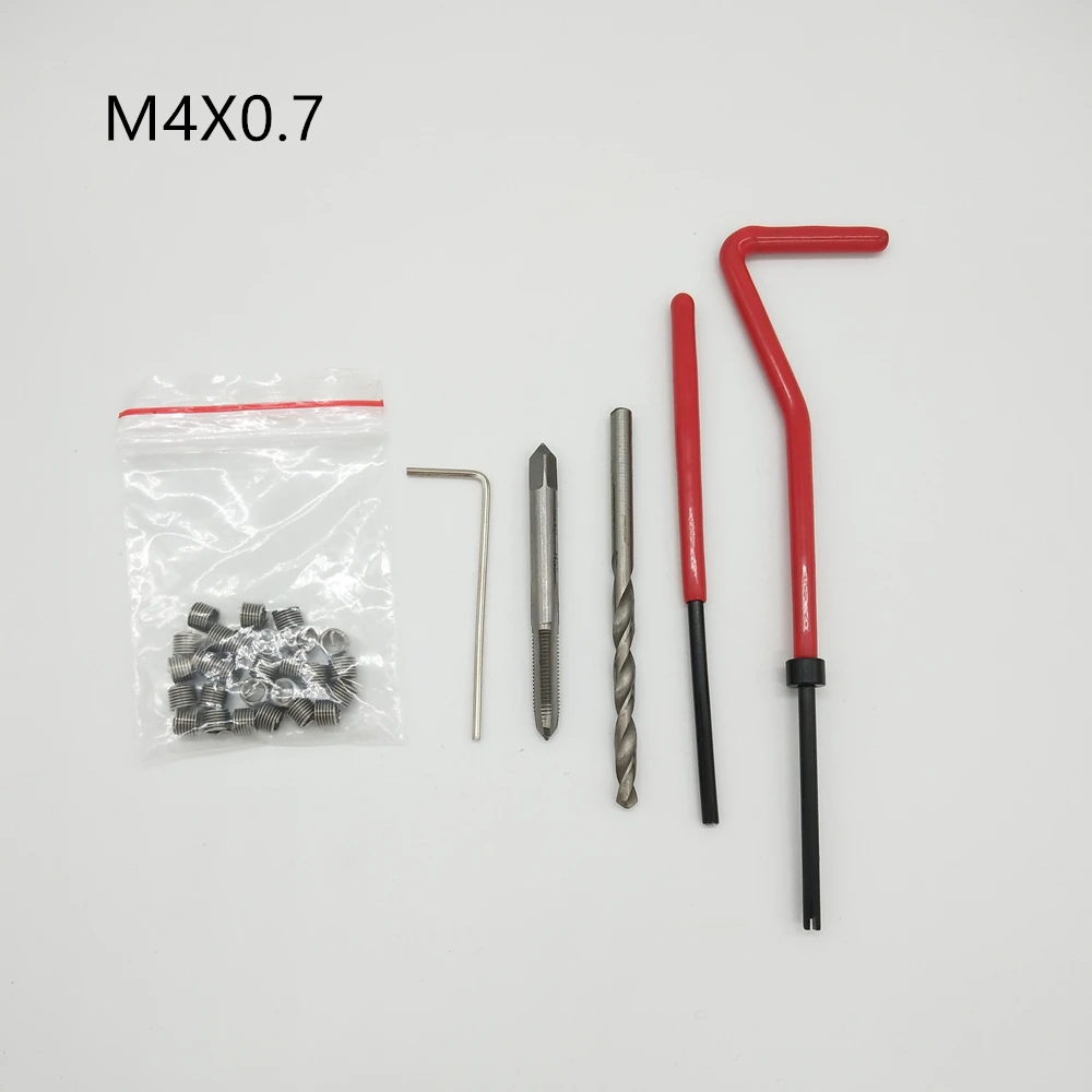 M4X0.7 Car Pro Coil Drill Tool Metric Thread Repair Insert Kit for Helicoil Car Repair Tools Coarse Crowbar