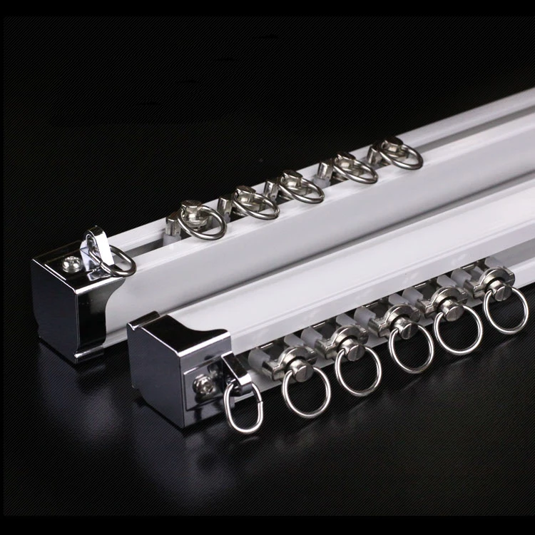 

Classic Ivory Champagne Straight Track Alloy Pulley Nano Silence Thick Curtain Rod Accessories