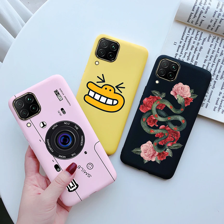 Case For Huawei P40 lite 4G Fashion Matte Cute Girl Flower Silicone Phone Cases For Hauwei P40 lite P40lite P 40 lite Funda Capa