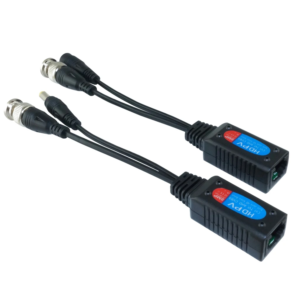 Imagem -02 - Conectores Coaxiais do Transceptor Balun de Vídeo Cctv 8mp Bnc para Rj45 hd Par Torcido Cat5e para 4k Ahd Cvi Tvi Cvbs Câmera