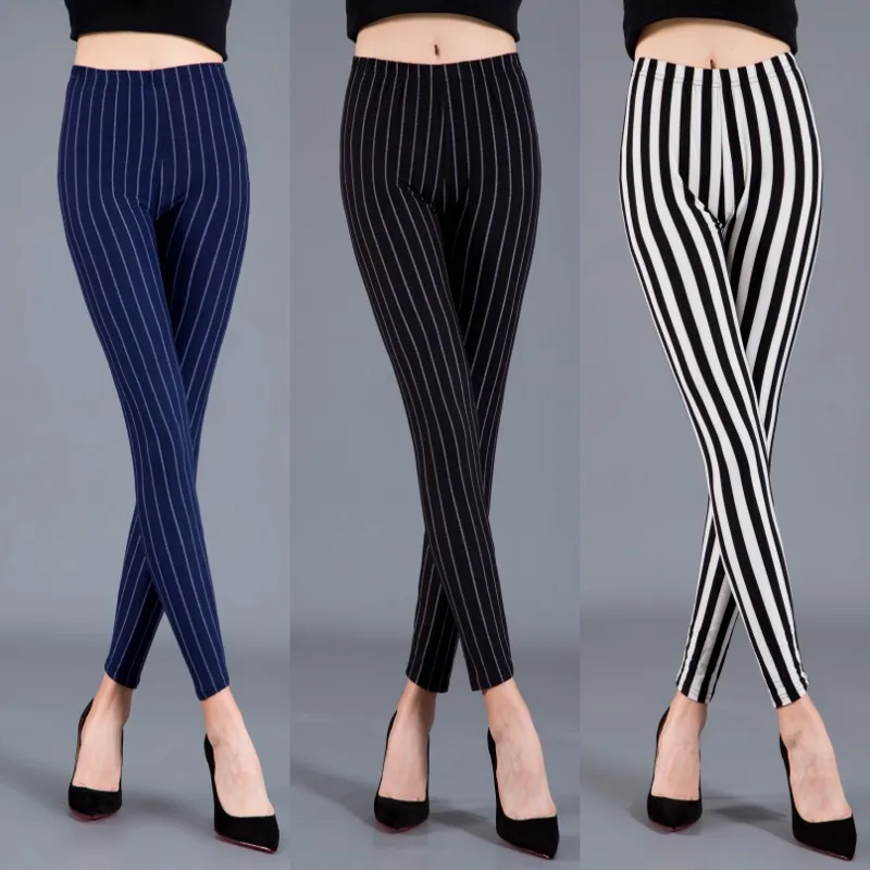 Women Plaid Leggings Fashion Printing Fitness Houndstooth Floral Stripe Dot Leopard Pure Black Trouser High Waist Pants